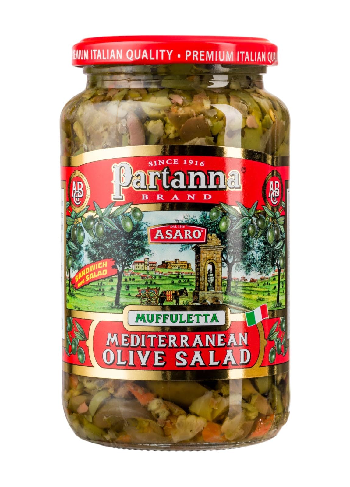 Partanna Mediterranean Muffuletta Salad - Authentic Sicilian - Product Of Italy - Savory, Rich and Bold Flavors - Premium Handpi