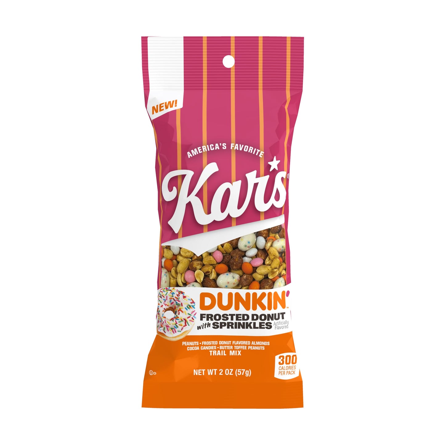 Kars Nuts Dunkin Frosted Donut with Sprinkles Mixed Nuts - Sweet Candy-Coated Nuts Mix, 2oz Grab & Go Bags (Pack of 36) - Trail 