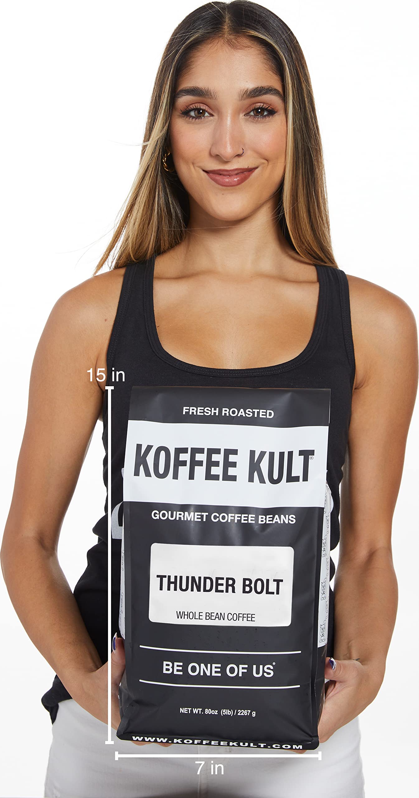 Koffee Kult Thunder Bolt Dark Roast Coffee Beans, Whole Bean, 5 Pound Bulk, 100% Arabica Blend