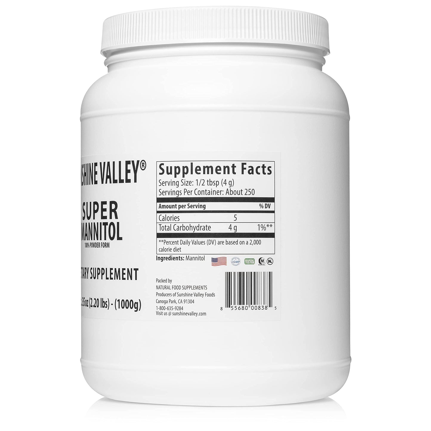 Sunshine Valley Super Mannitol Powder, Natural Sweetener, Low Glycemic, 35 Ounce