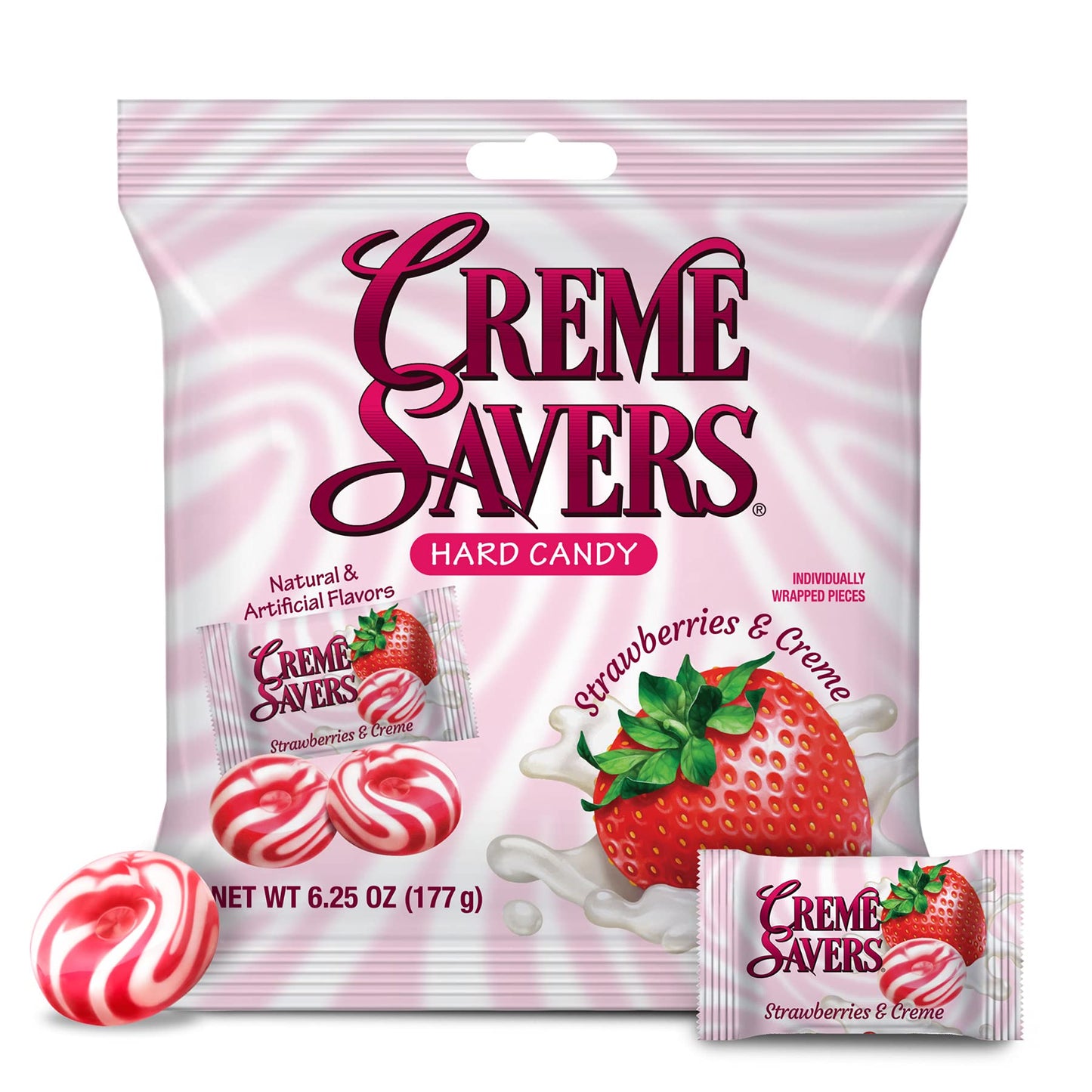 Creme Savers Strawberries And Creme Hard Candy | The Taste Of Fresh Strawberries Swirled In Rich Cream | The Original Classic Br