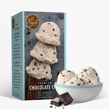 Triple Scoop Premium Vanilla Chocolate Chip Ice Cream Starter Mix, 2 Boxes (14.8 oz each), Makes 4 Quarts, Easy to Use