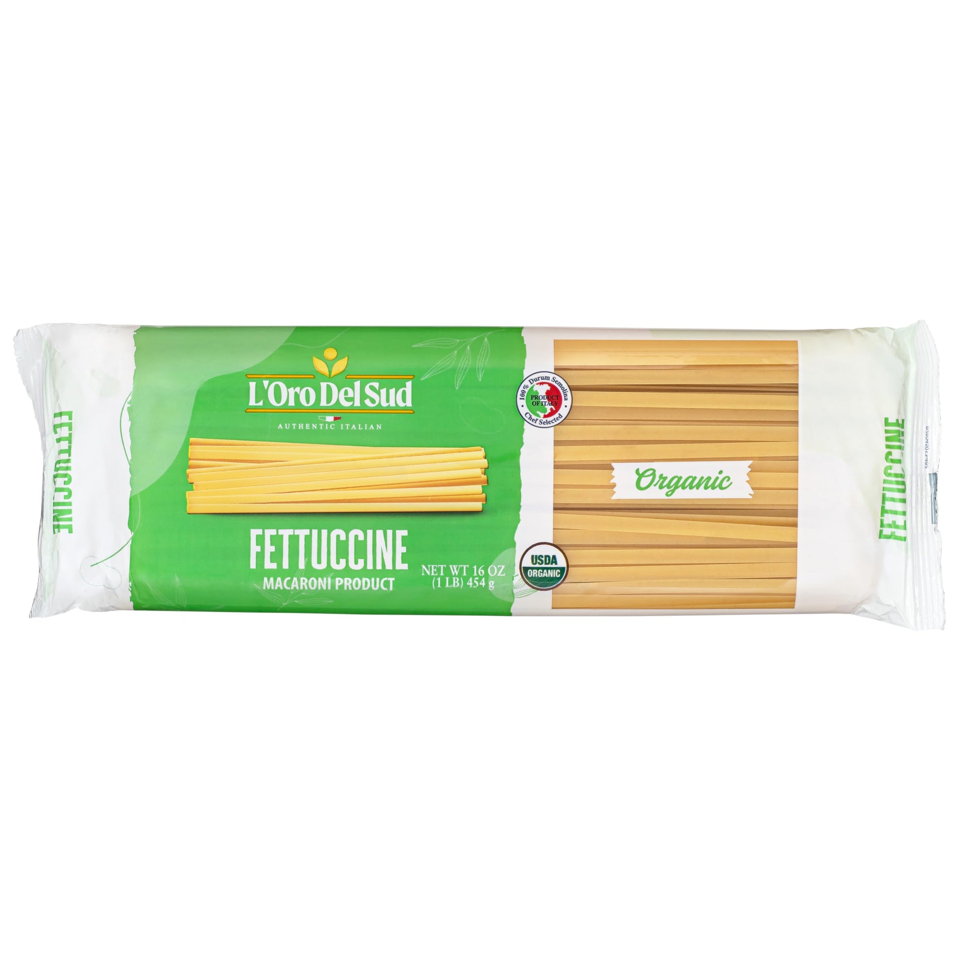 Organic Fettuccine, 100% Durum Wheat, Italian Pasta, Premium Quality Product of Italy (10 pack x 16 Oz) Non GMO, Vegan, Kosher C