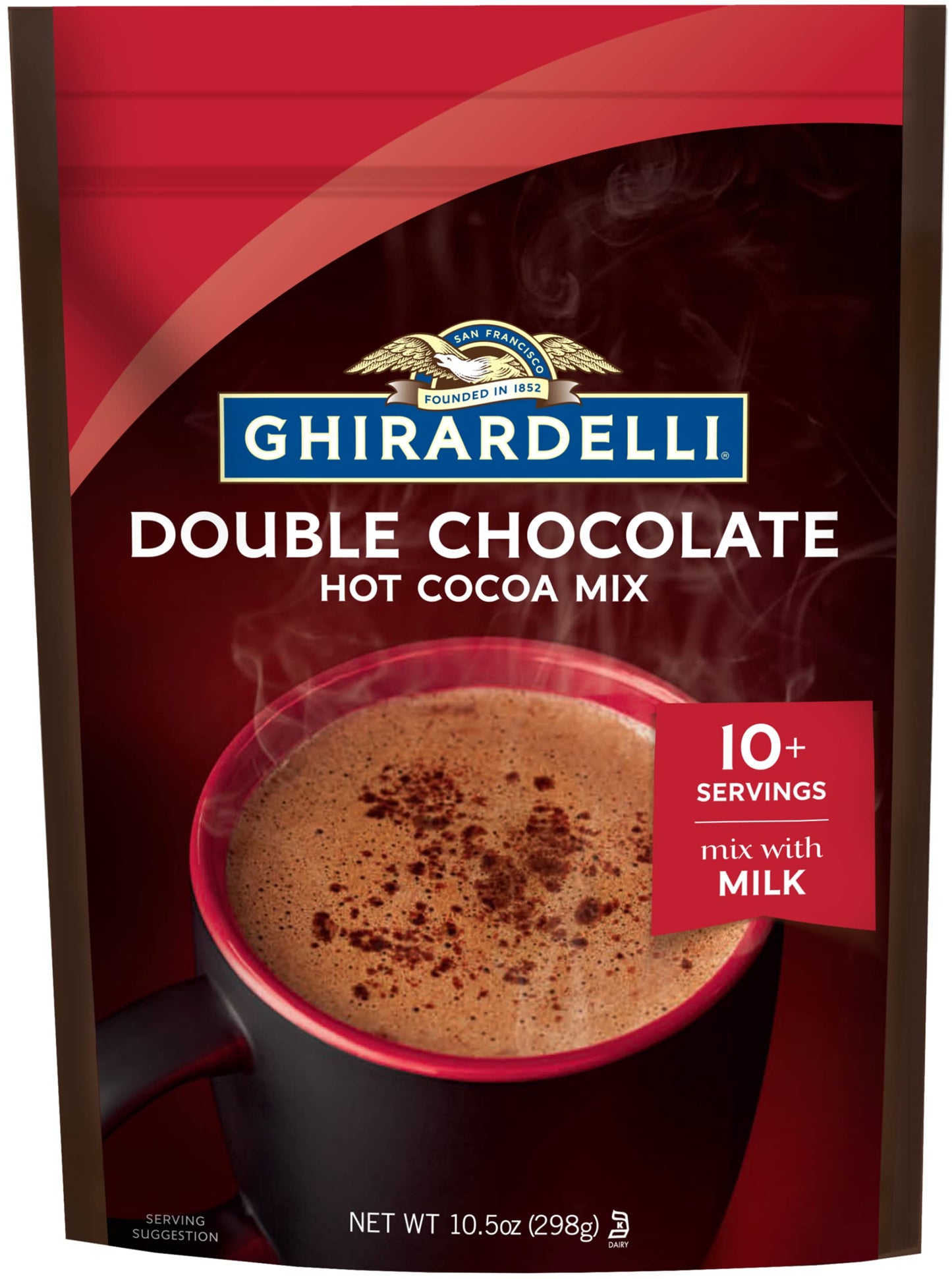 Ghirardelli Double Chocolate Hot Cocoa, 10.5 Ounce (Pack of 6), Rich Brown, Model 61699
