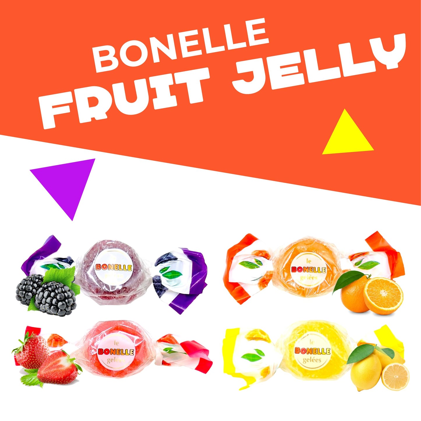 Bonelle Italian Fruit Jelly Candy (1 Pound Bag - Approx. 60 Count)