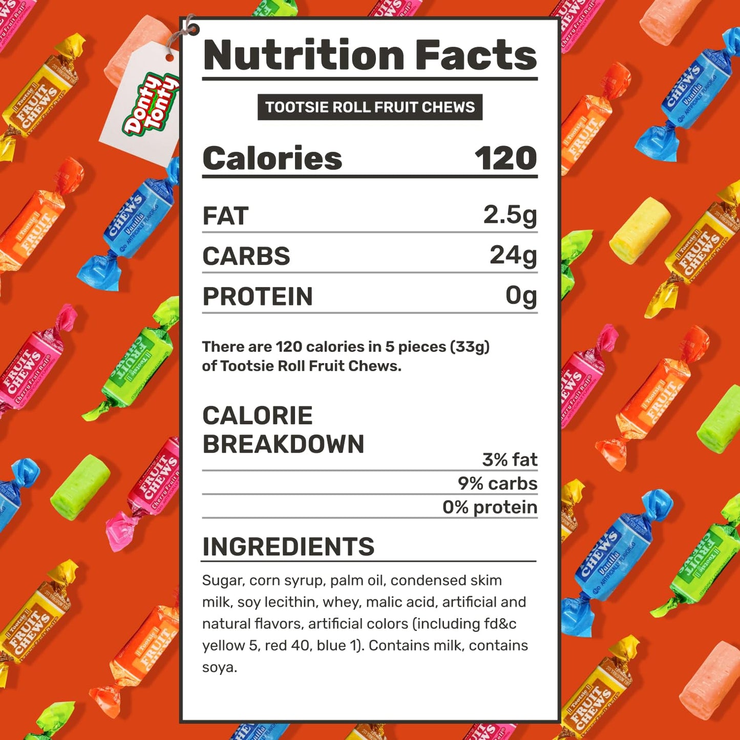 FRUIT CHEWS Candy 5 lb - Bulk Bag  Fruity Flavored  Assorted Flavors  Gluten & Peanut Free  Individually Wrapped