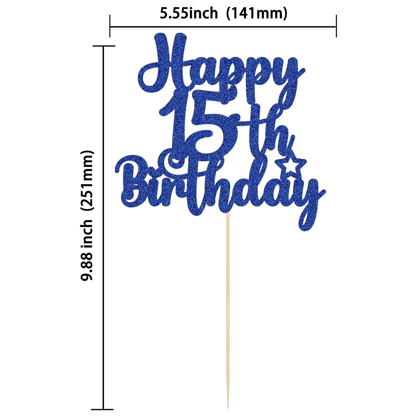 Gyufise 1Pc Happy 15Th Birthday Cake Topper Glitter 15 & Fabulous Cheers To 15 Years Old Cake Pick For Celebrating 15Th Birthday