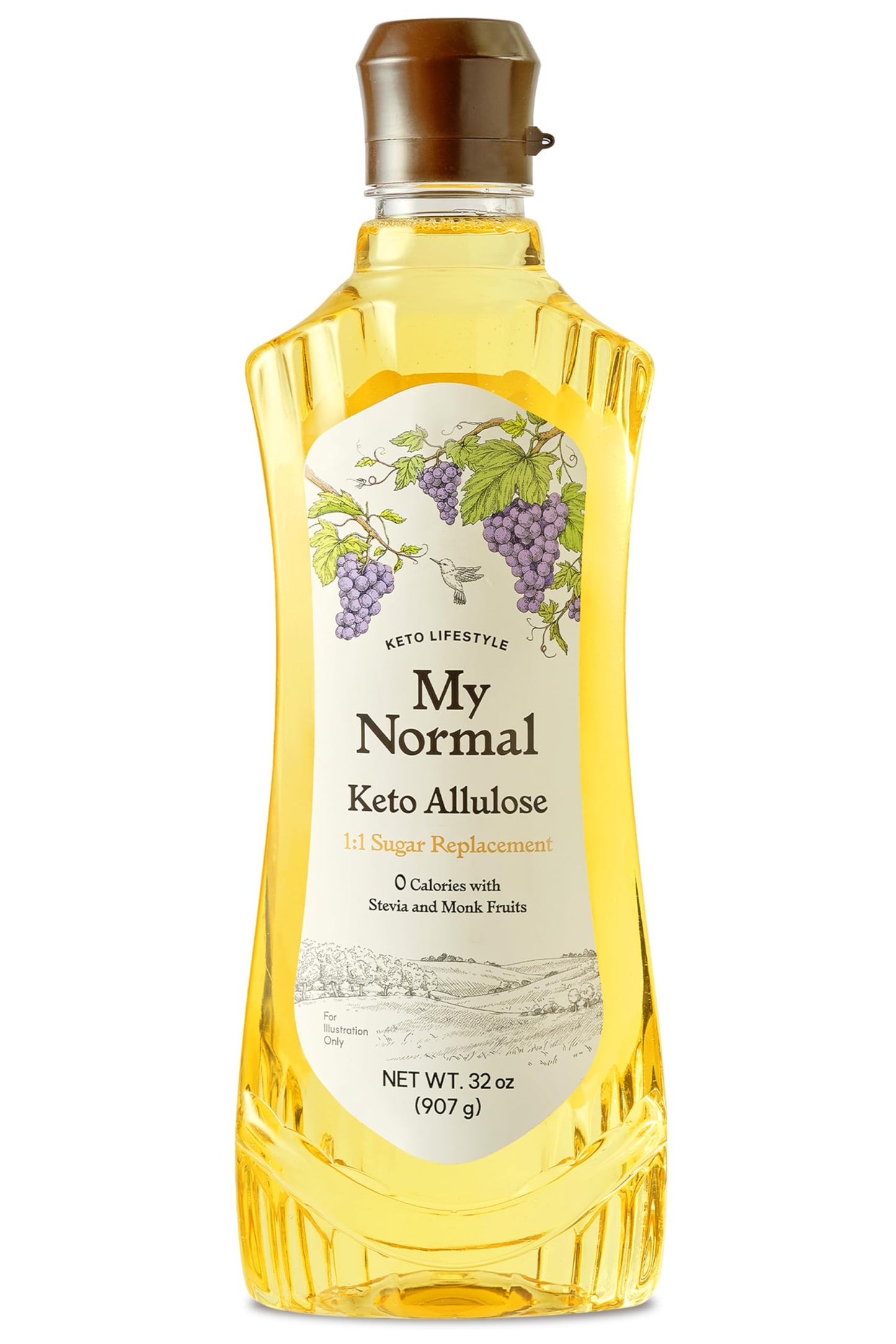 My Normal Keto Allulose Large Size  Allulose 99.52%  Monk Fruit  Stevia Blend Thin Syrup  Zero Calorie Sweetener  1:1 Sugar Substitute  Low Glycemic  Gluten Free  Zero Net Carbs  Zero Sugar (32oz)