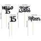 Gyufise 24Pcs Black Glitter 15Th Birthday Cupcake Toppers Mis Quince 15 Cake Toppers Hello 15 Fifteen Cupcake Picks For 15Th Bir