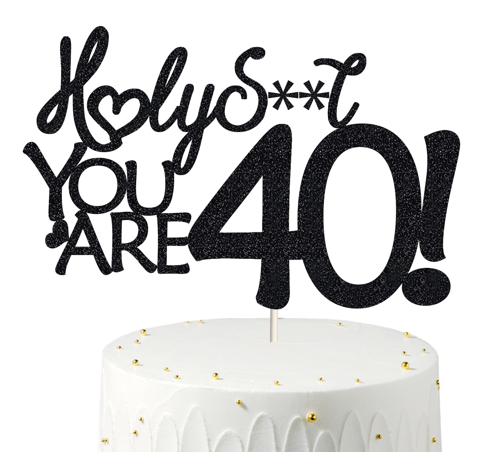40 Birthday Cake Toppers-Black Glitter, Funny 40Th Cake Topper For Men,40 Cake Topper For Women, 40Th Birthday Decorations,40Th
