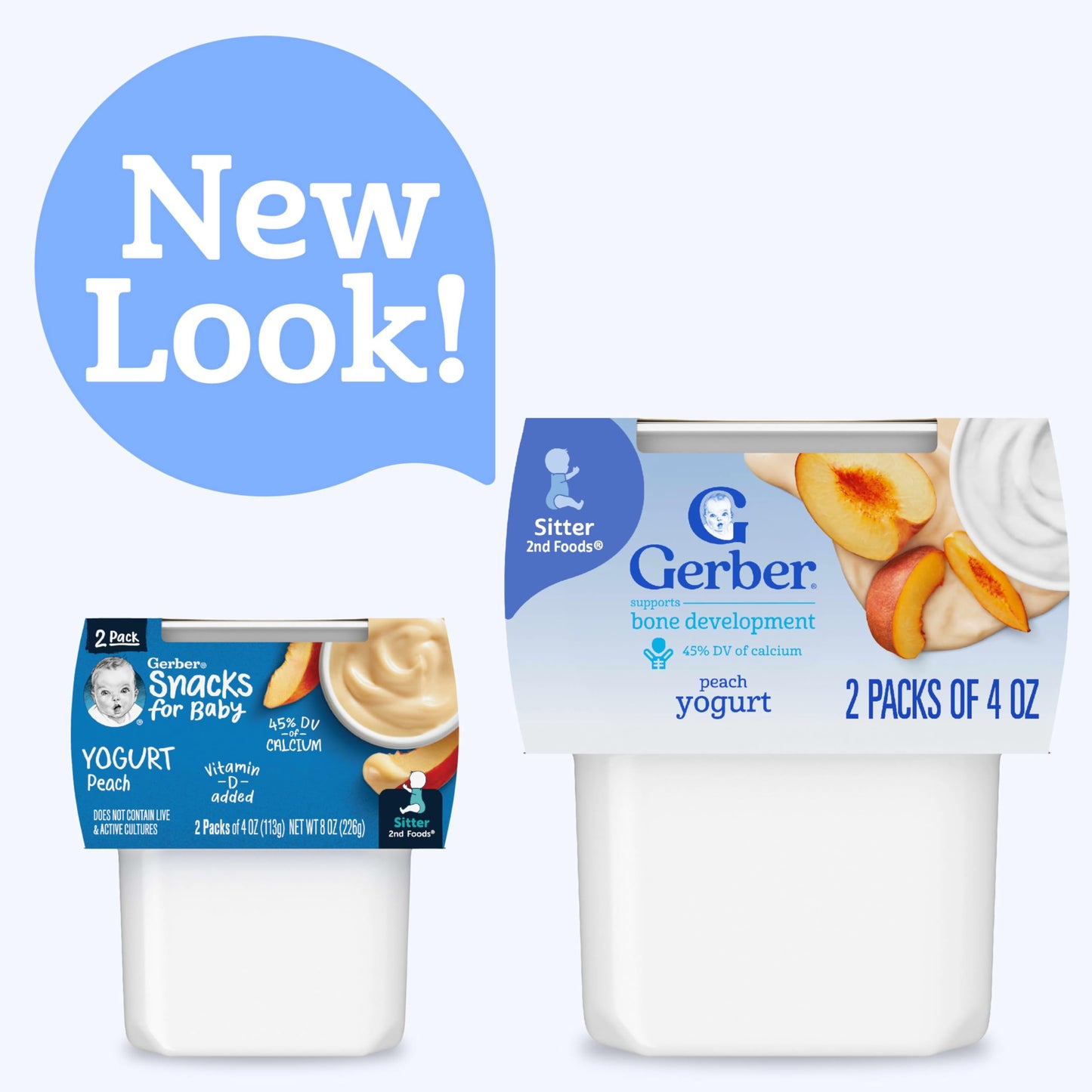 Gerber Baby Food, Yogurt, Snacks For Baby, Peach, 4 Oz Tubs, 2 Count (Pack Of 8)