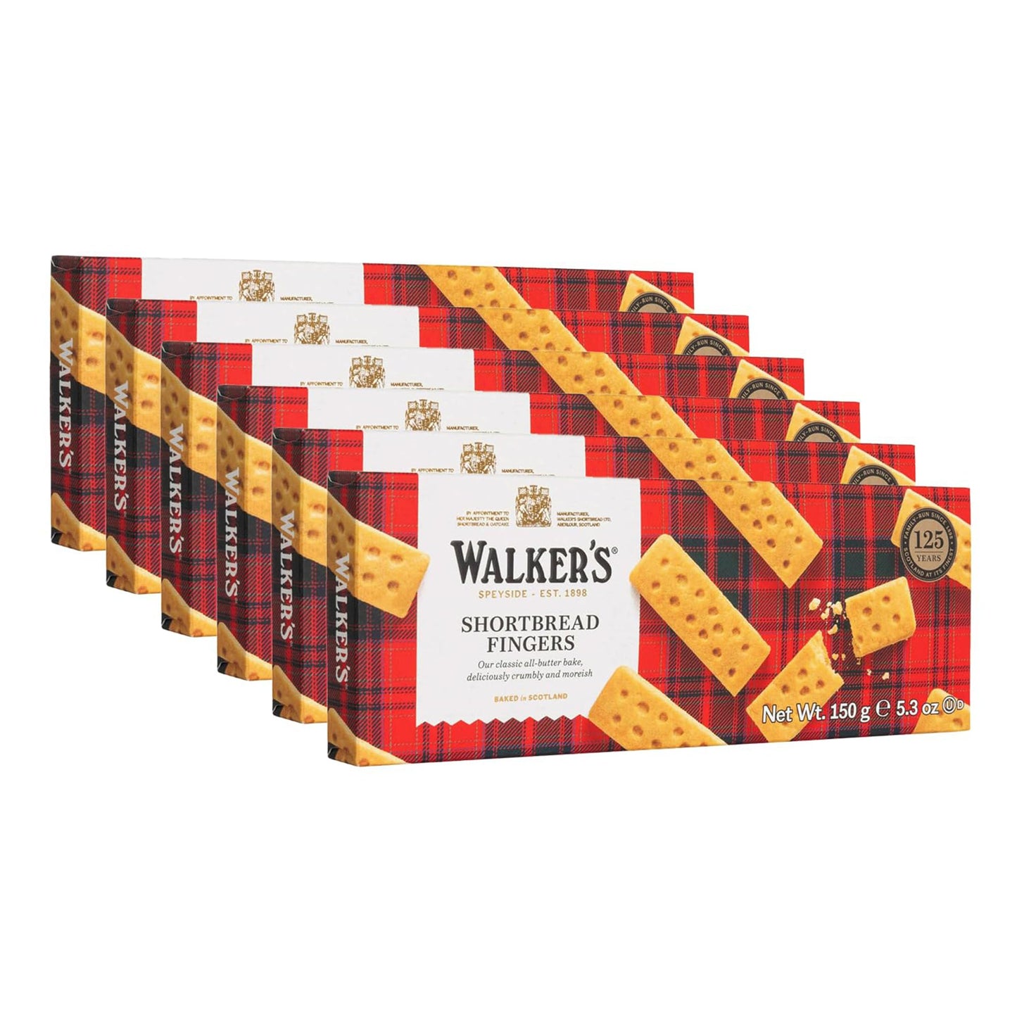 Walkers All-Butter Shortbread Fingers, 8-Count Box, Pack of 6, Model 028089