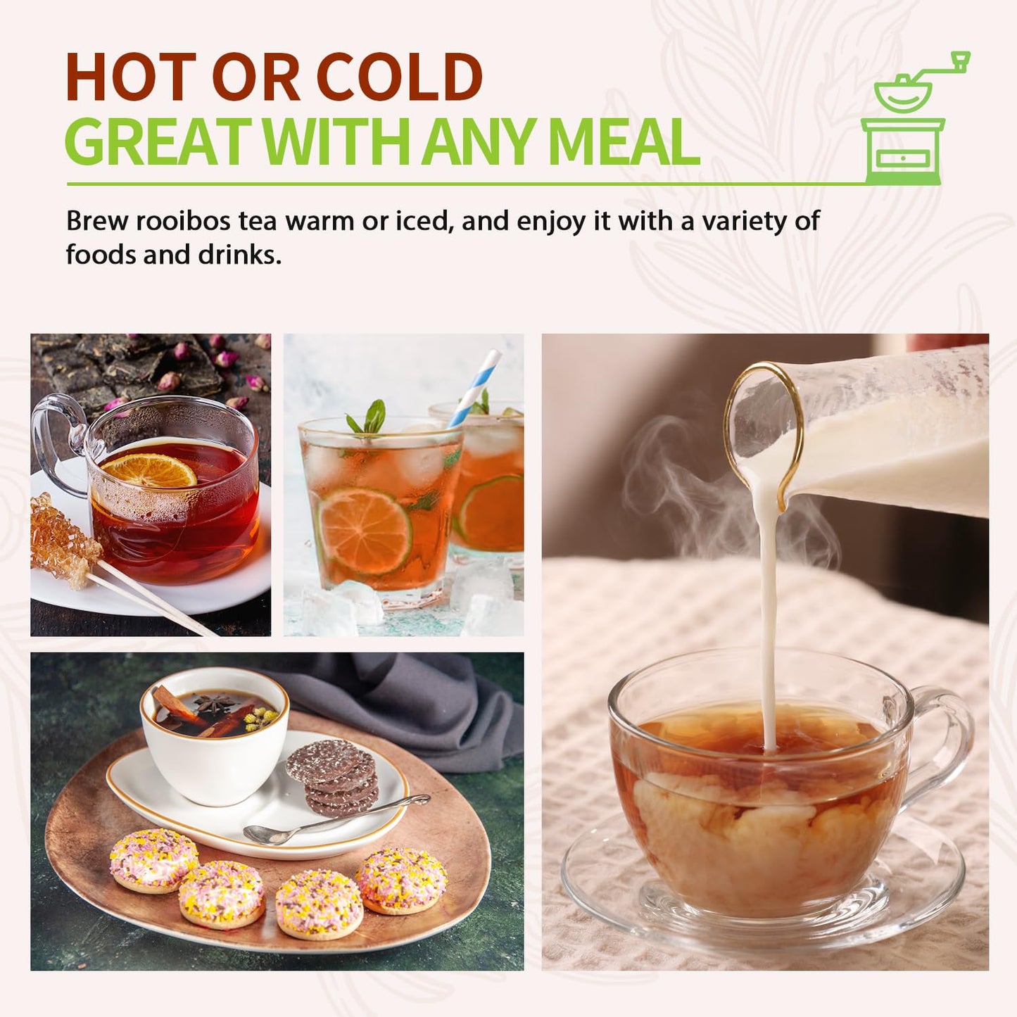 Soeos Organic Rooibos Tea  100 Teabags  Naturally Caffeine Free  USDA and Non GMO Certify  Smooth and Robust Flavor  Excellent for Hot or Iced Brew  9oz (250g)