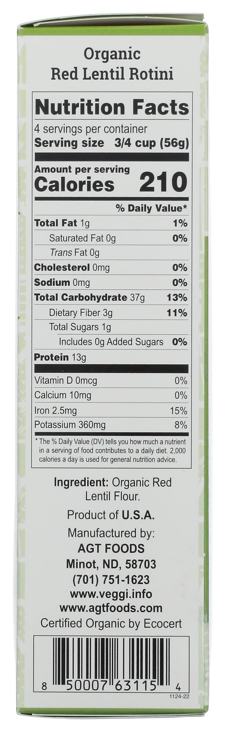 Veggipasta Organic Red Lentil Rotini Pasta - 8 Oz, Gluten-Free, High Protein, Vegan