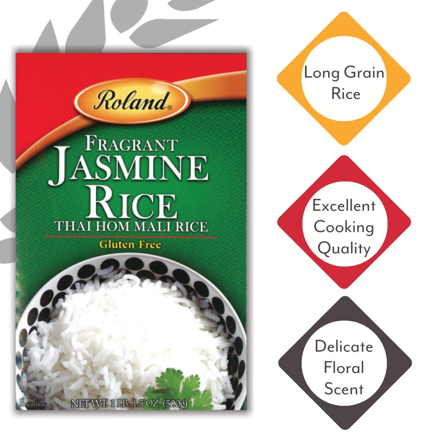 Roland Foods Fragrant Jasmine Rice From Thailand, 17.5 Ounce, Pack Of 12