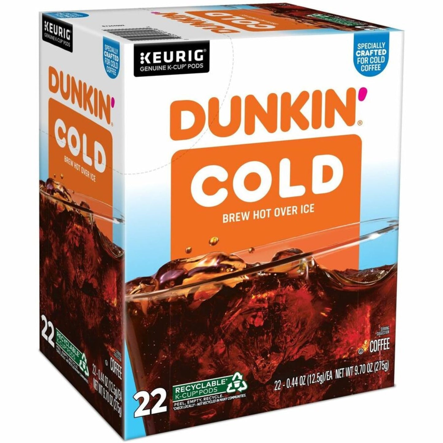 Dunkin Donuts Brew K-Cup  Pod Over Ice  Keurig Single Serve K-Cup Pods  22 Count - Smooth - K-Cup  Pod - Roasted  Arabica - Kosher - 22 / Pack