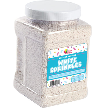 White Sprinkles Bulk - Easter Sprinkle Toppings - 2.2 Lb Bulk Jimmies In Resealable Container - Sprinkle For Baking, Cookies, Cake And More
