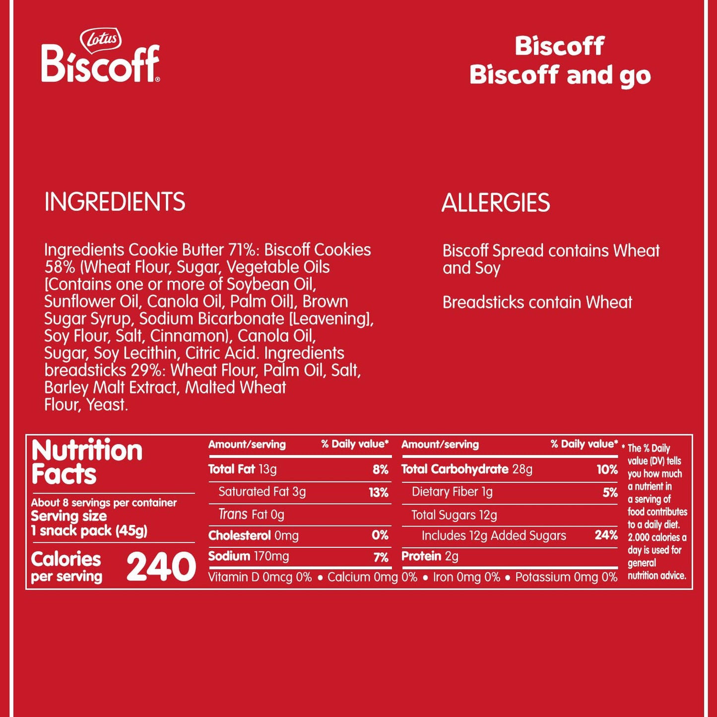 Lotus Biscoff & Go, Cookie Butter And Breadsticks Snack Pack, Non Gmo + Vegan, 1.6 Oz (Pack Of 8)