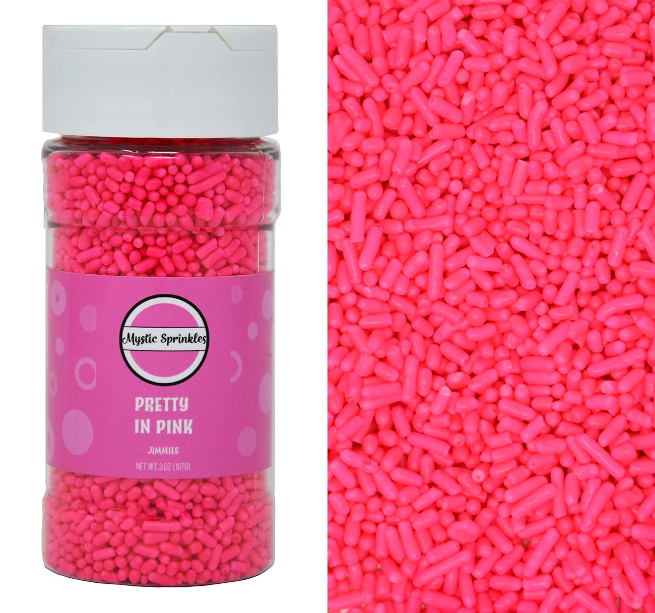 Mystic Sprinkles Solid Color Jimmy Sprinkles (Pretty In Pink Jimmies 3Oz)