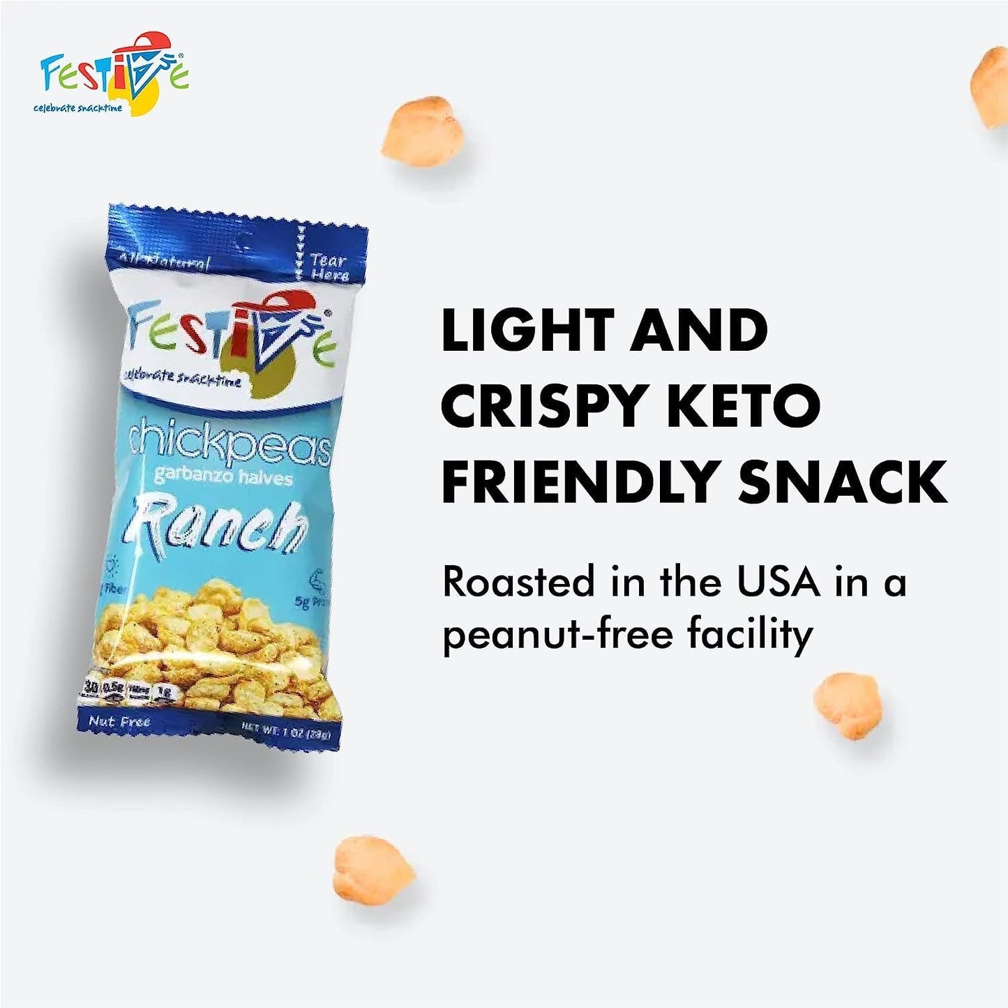 Snack Festive Variety Pack Roasted Chickpea Snacks, 12 Bags 1 oz Crunchy Protein Garbanzo Beans, Healthy Nut Free Vegan Non-GMO