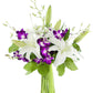 KaBloom PRIME NEXT DAY DELIVERY - Fall Collection - Bouquet of 3 Oriental White Lily 5 Purple Orchid With Lush Greens.Gift for Birthday  Sympathy  Anniversary  Mothers Day Fresh Flowers