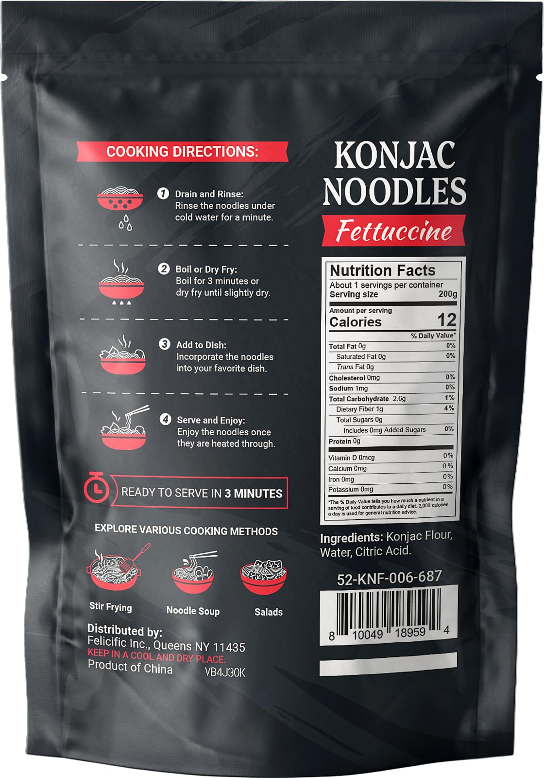 52USA Konjac Shirataki Noodle, Fettuccine, Low Carb Pasta 52.8 Oz (1500 g), Keto and Paleo Friendly, Sugar Free, Vegan, Gluten F