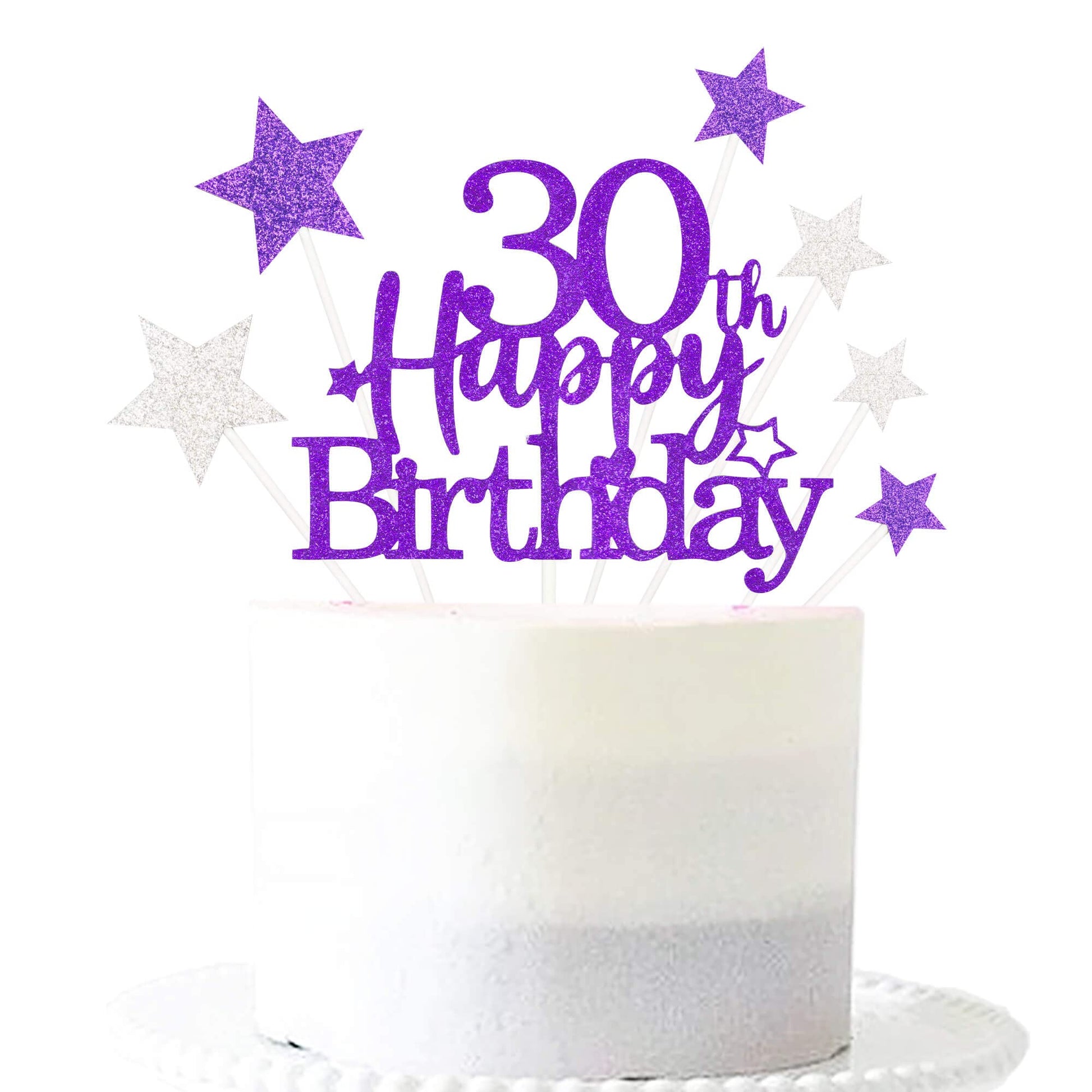 Glittery 30Th Happy Birthday Cake Topper With Star,Personalised 30 Birthday Cake Toppers Party Decorations Party Supplies For Me