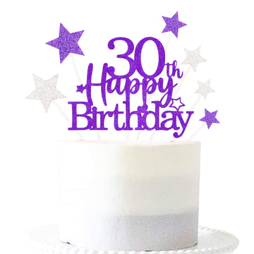 Glittery 30Th Happy Birthday Cake Topper With Star,Personalised 30 Birthday Cake Toppers Party Decorations Party Supplies For Me