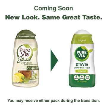 Pure Via Stevia Liquid Drops - Sugar Substitute, Erythritol, 1.62 Fl Oz (Pack of 12)
