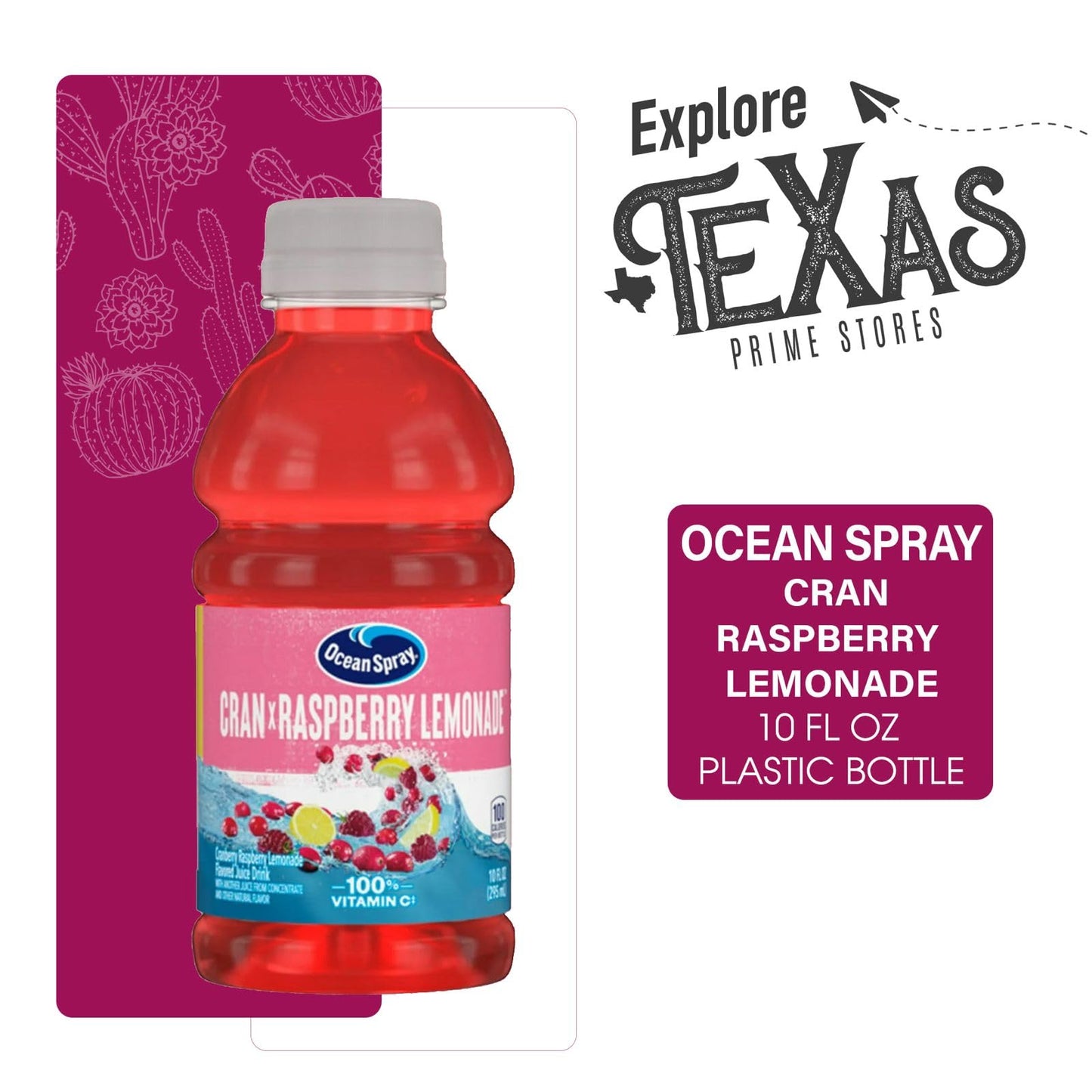 Ocean Spray 24-Pack Of Cran Raspberry Lemonade Juice Drink 10 Fl Oz On-The-Go Plastic Bottle + 1 Utility Freebie By Unique Outle