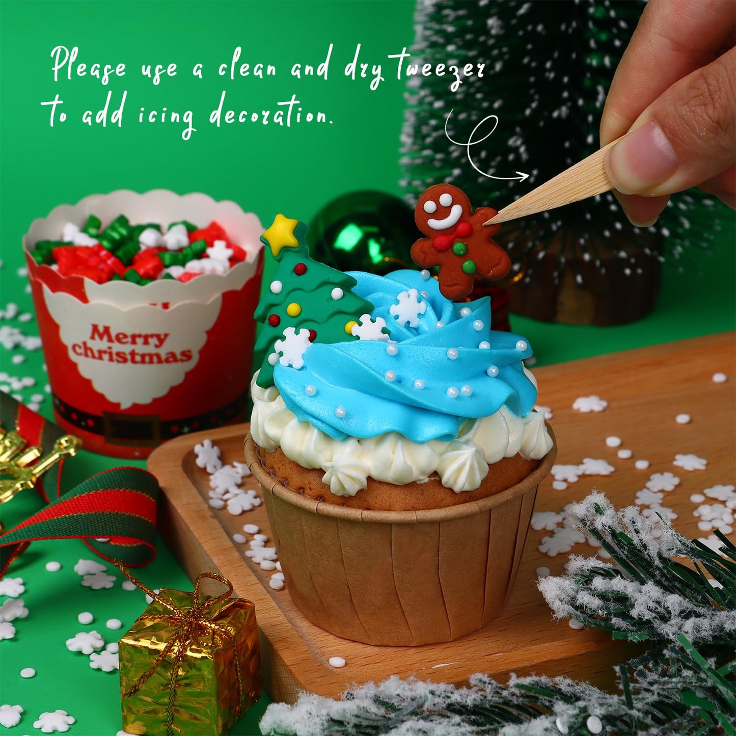 Edible Christmas Cookie Decorations, Edible Gingerbread Men, Christmas Tree, Santa Claus Icing Decorations, Gingerbread House De
