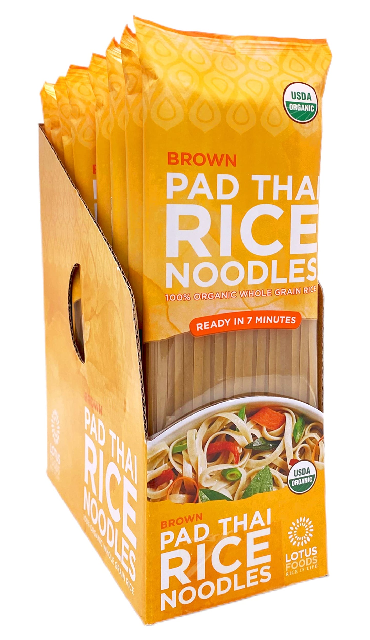 Lotus Foods Organic Brown Rice Pad Thai Rice Noodles - Gluten Free Pad Thai, Heirloom Rice Noodles, Authentic Asian Noodles, Rice Noodles Thailand, Usda Organic, Non Gmo - 8 Oz (Pack Of 8)