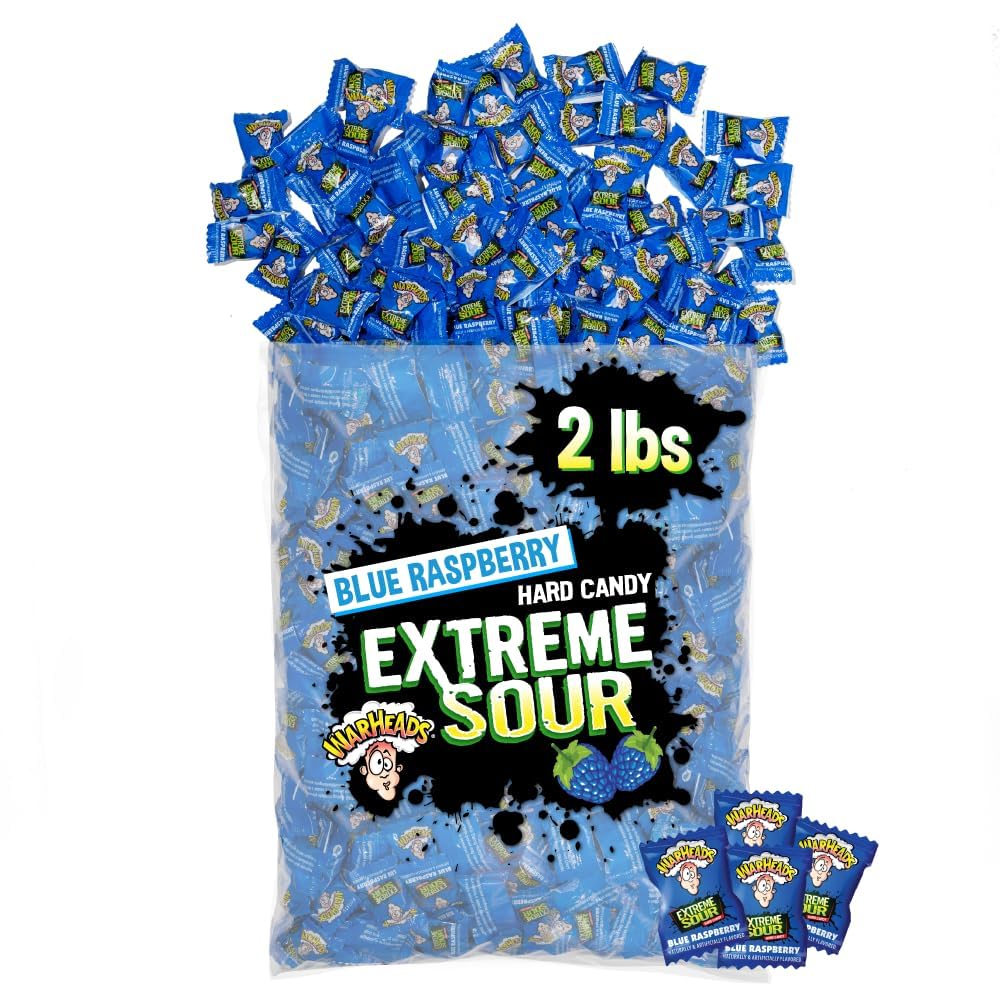 Warheads - Extreme Sour Hard Candy - Blue Raspberry Flavor - Perfect For Celebrations - 2 Lb Bulk Bag