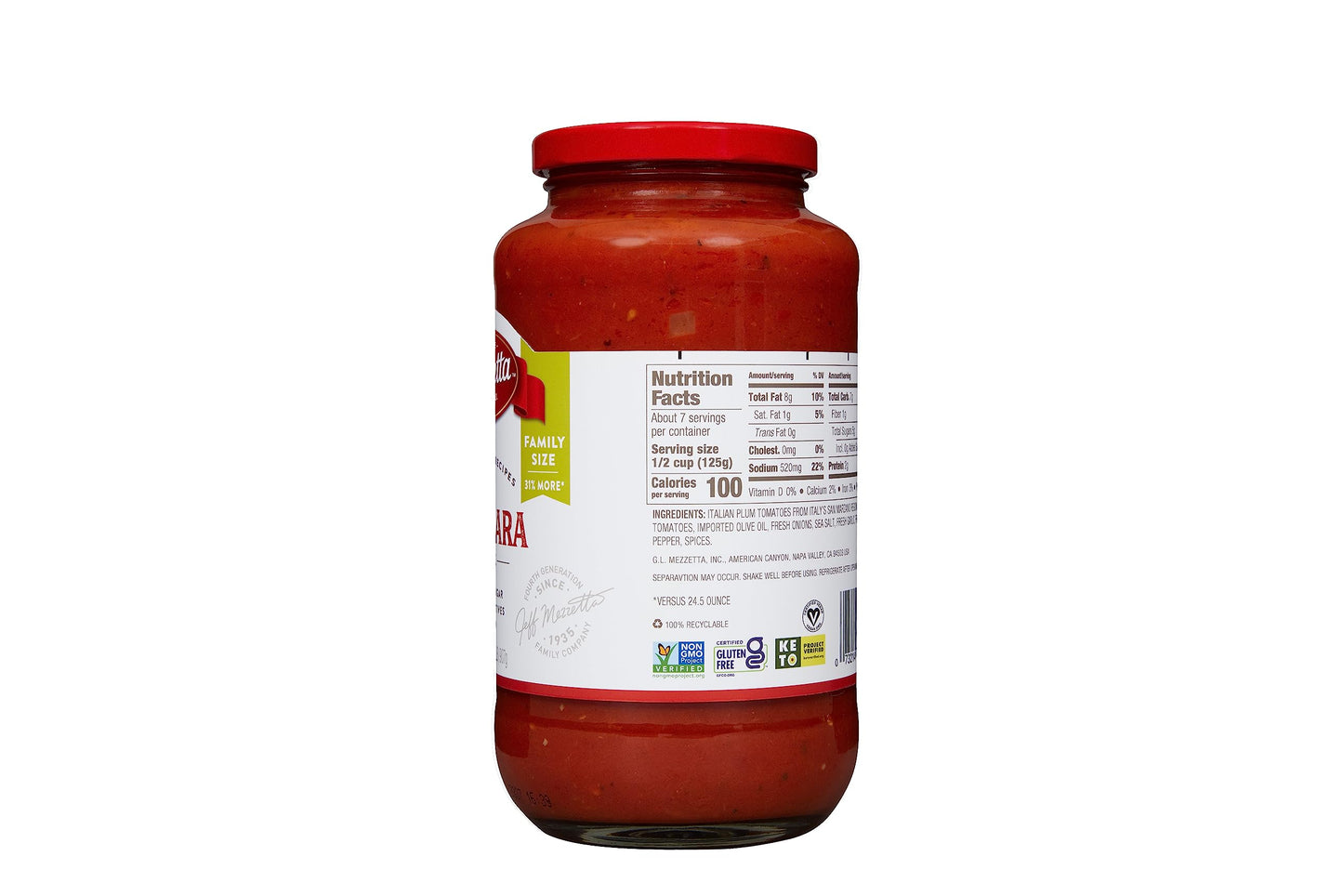 Mezzetta Family Recipes Marinara Sauce, Family Size | Vegan, Non-Gmo, Gluten Free, Keto | 32 Ounce Jar (Pack Of 2)