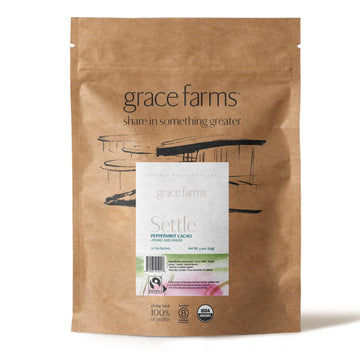 Grace Farms SETTLE Wellness Organic Tea Blend (50 Sachet Pouch) | Peppermint Cacao | Relaxing and Digestive Support | Fairtrade 