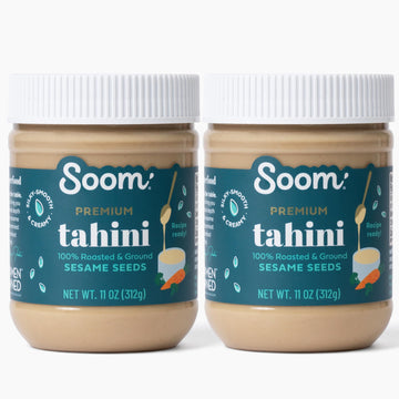 Soom Foods Ground Premium Sesame Tahini Paste 11Oz (2 Pack) | Silky Smooth Texture In Hummus, Dips, Dressings | Vegan, Nut-Free, Gluten-Free, Kosher, Keto, Paleo, Whole30