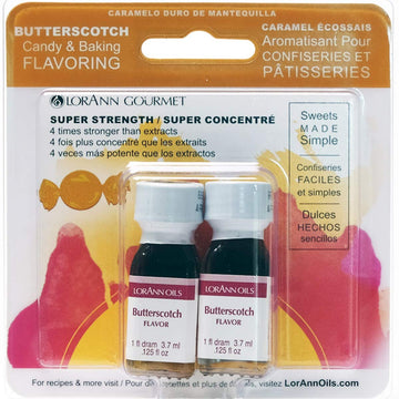 Lorann Butterscotch Ss Flavor, 1 Dram Bottle (.0125 Fl Oz - 3.7Ml - 1 Teaspoon) - Twin Pack Blistered