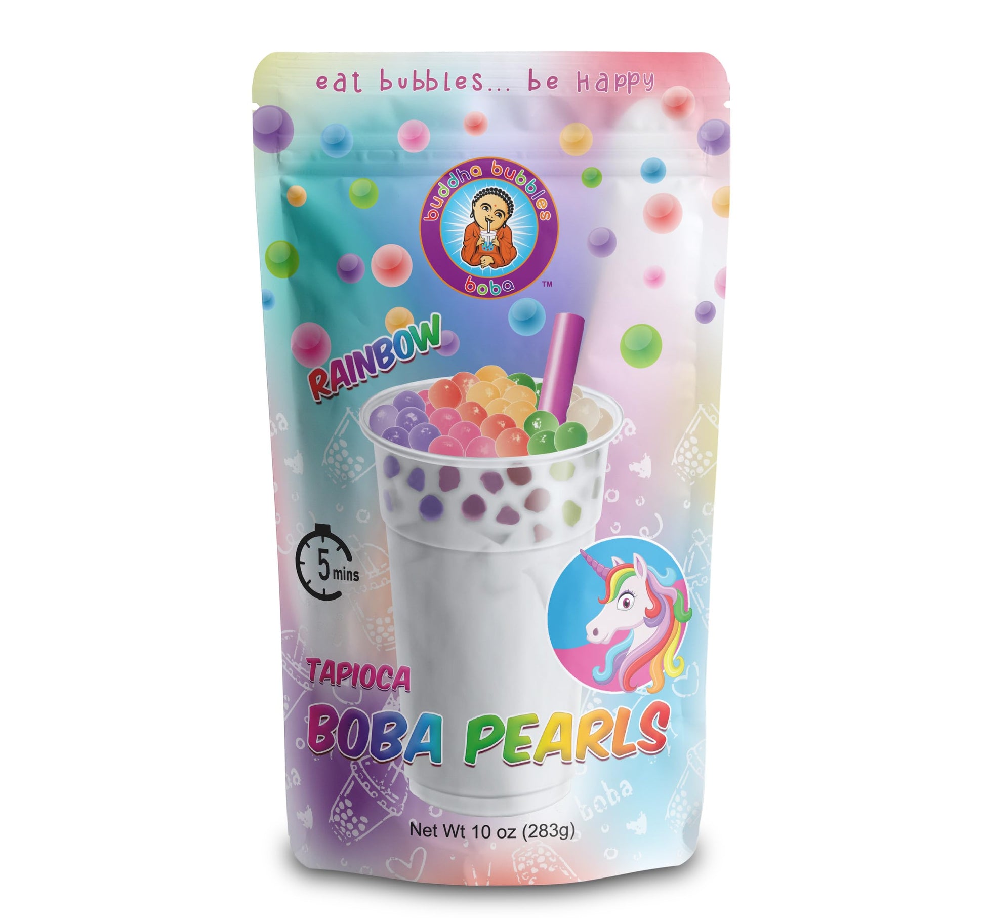 Buddha Bubbles Boba Premium RAINBOW BOBA Tea, Real Tapioca Pearls, 10 Ounce