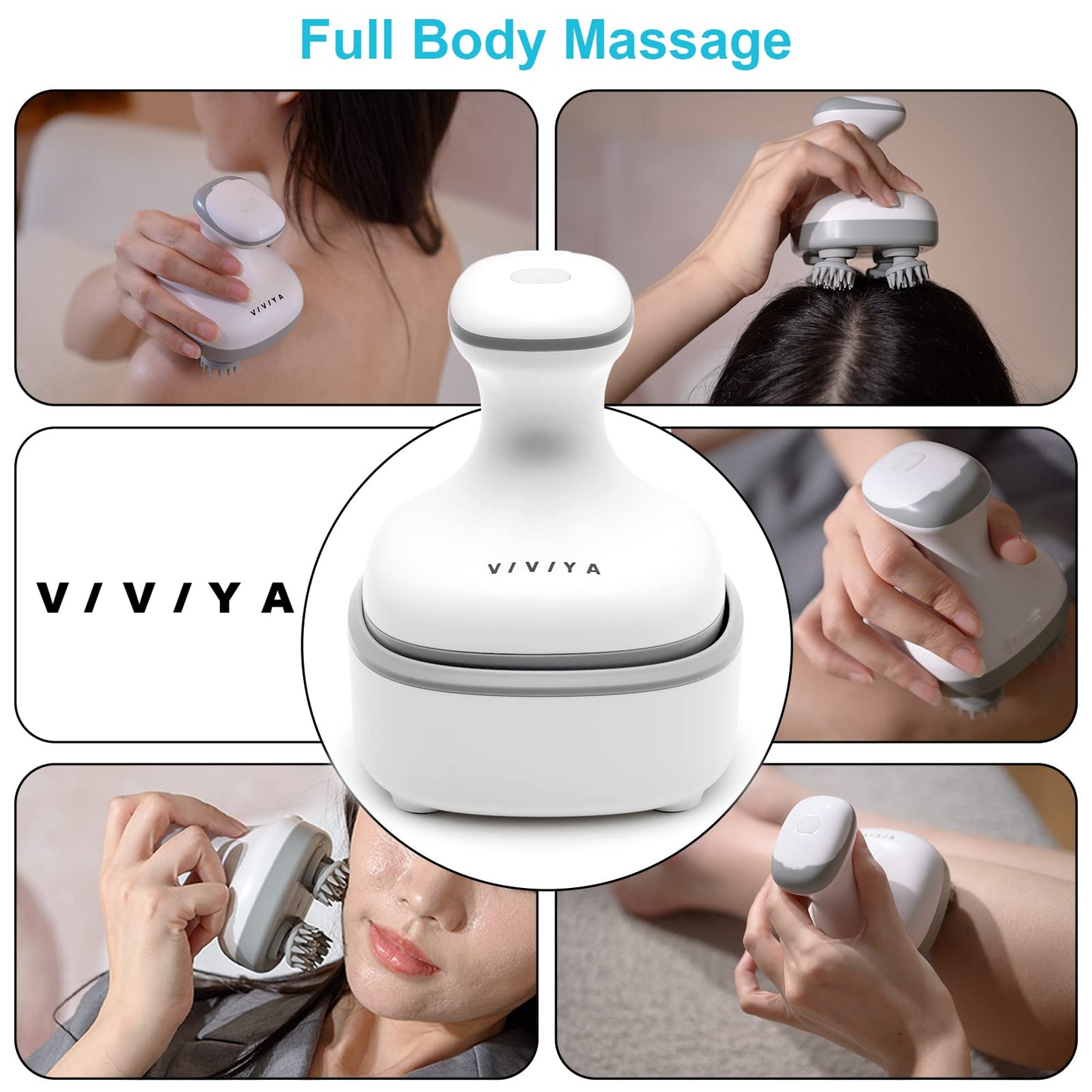 Viviya Electric Scalp Massager, Portable Rechargeable Head Massager With 8 Removable Massage Claws, Waterproof Handheld Hair Sca