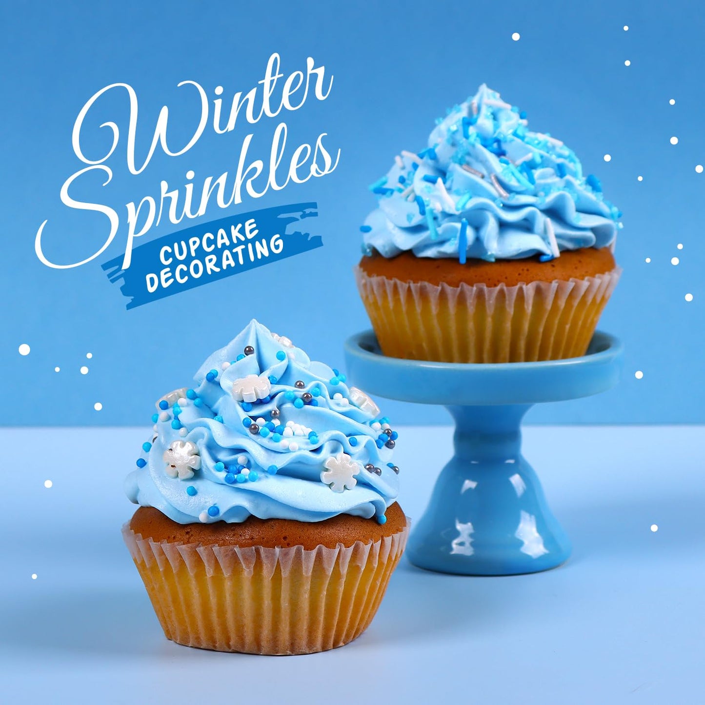 Blue Sprinkles For Cake Decorating, Edible Winter Sprinkles Set For Cupcake Toppers, White Snowflake Sprinkles, Blue Sugar Sandi