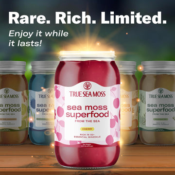 Trueseamoss Sea Moss Gel - Made In Usa - Wildcrafted Seamoss, Fresh Fruits & Sea Vegetables - Cherry, Pack Of 2 (Labels May Vary