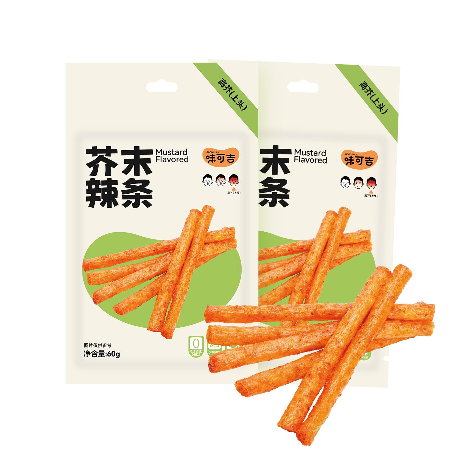 Spicy Strips - (Mustard flavor) Spicy Gluten Latiao, Chinese Special Casual Snack Food, Made From Wheat/Chili/Spice, Low Sugar a