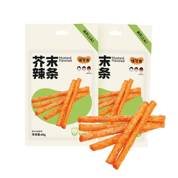 Spicy Strips - (Mustard flavor) Spicy Gluten Latiao, Chinese Special Casual Snack Food, Made From Wheat/Chili/Spice, Low Sugar a