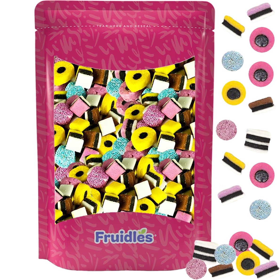 Fruidles Allsorts Licorice Assortment, Gourmet Candy Mix, 1 Pound, Black