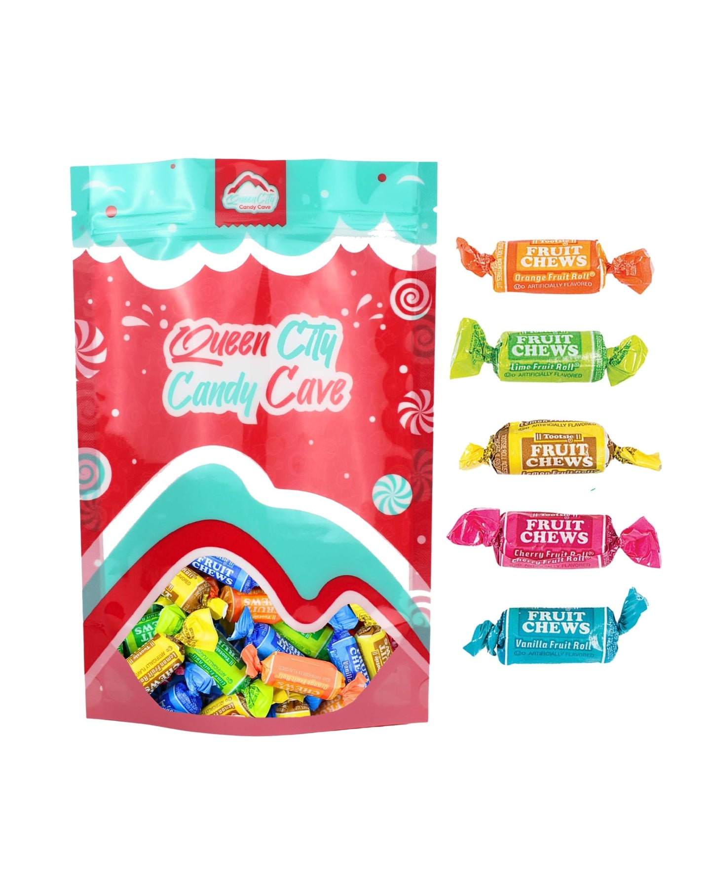 Mini Fruit Flavored Tootsie Rolls Fruit Chews - Fruity Flavored Tootsie Rolls Bulk, Individually Wrapped Candy - By Queen City C