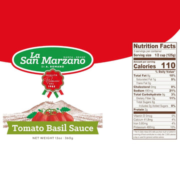 La San Marzano Tomato Basil Sauce, All Natural, 13 oz, Vegan, Gluten Free, Non GMO, Pasta Sauce Made in Italy