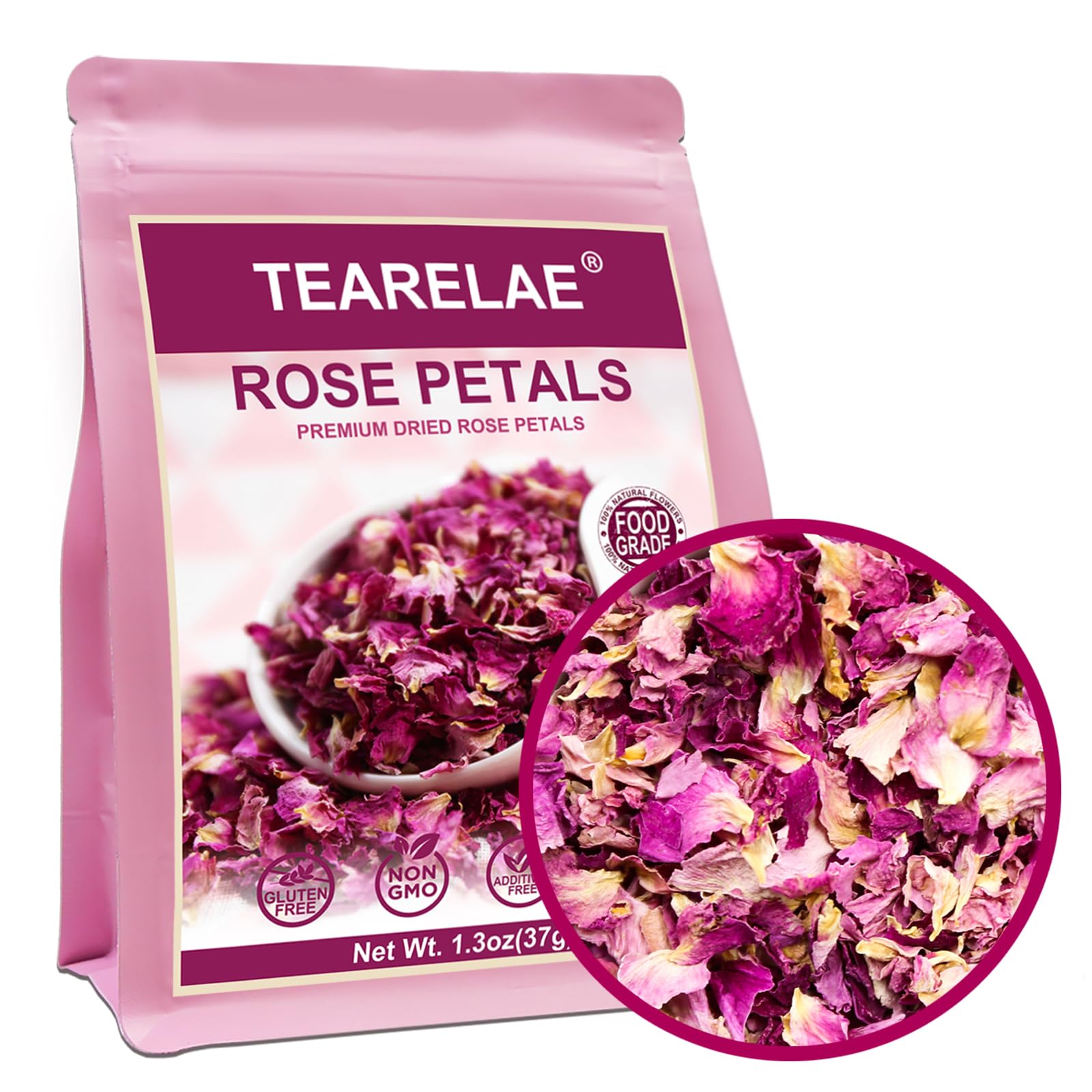 TEARELAE - Dried Rose Petals - Top-Grade Pure Natural Edible Flowers - Use for Tisanes, Baking, Candle Making, Soap Making and H