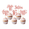 Keaziu 25 Pack Holy Shit You Are 16th Cupcake Toppers Sweet Sixteen 16 Happy 16 Cupcake Picks for 16th Birthday Wedding Annivers