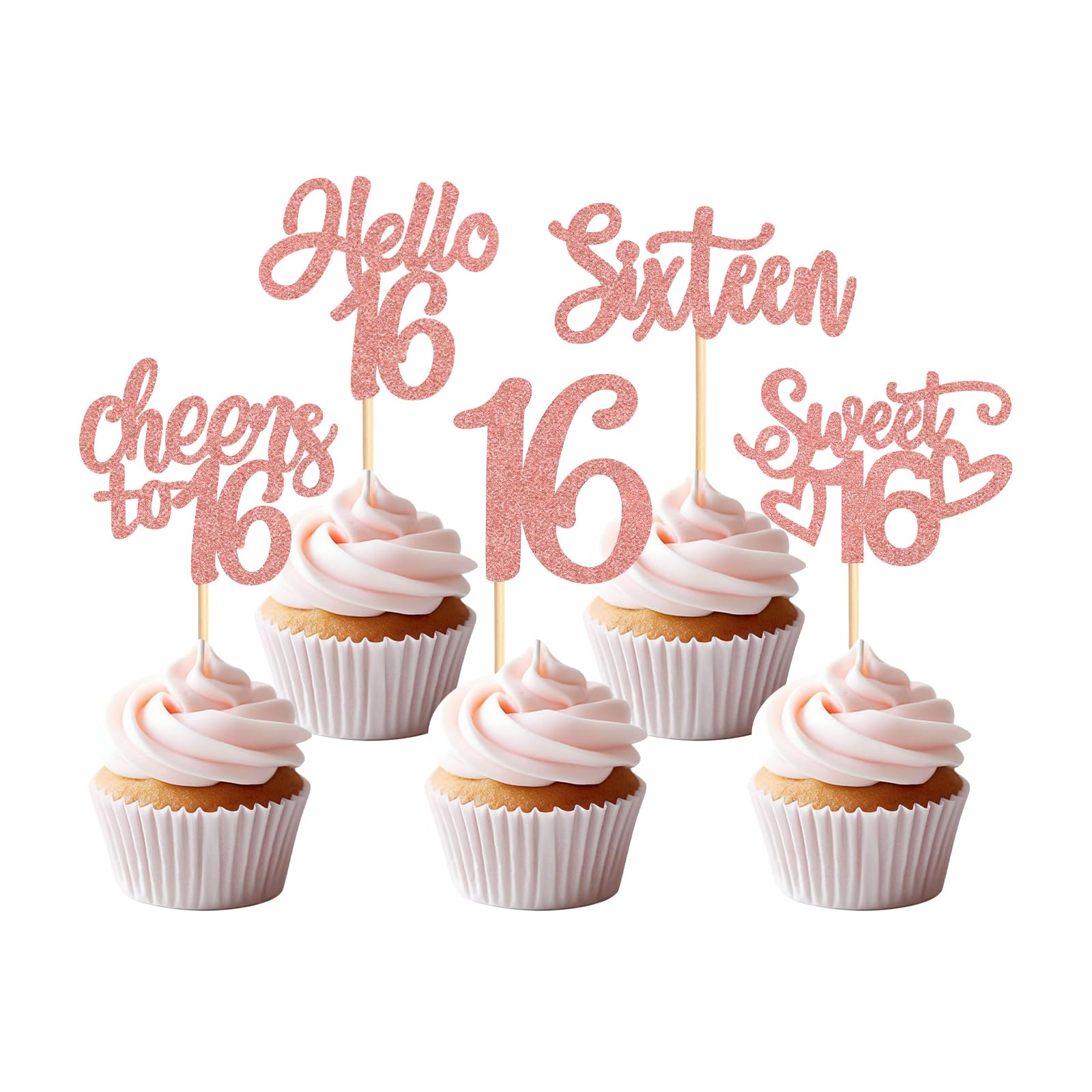 Keaziu 25 Pack Holy Shit You Are 16th Cupcake Toppers Sweet Sixteen 16 Happy 16 Cupcake Picks for 16th Birthday Wedding Annivers
