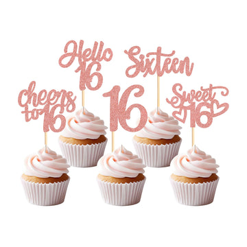 Keaziu 25 Pack Holy Shit You Are 16th Cupcake Toppers Sweet Sixteen 16 Happy 16 Cupcake Picks for 16th Birthday Wedding Annivers
